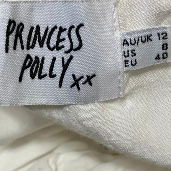 Princess Polly White Short Sleeve Ruffle Smocked Tiered Romper Shorts Size 8 - Picture 3 of 4